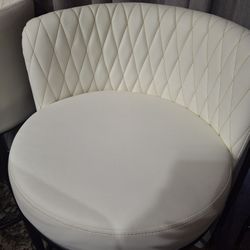 2 White Leather Swivel Barstool