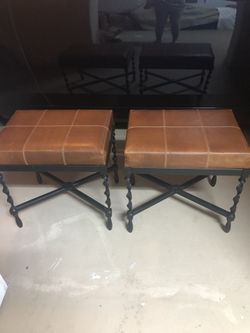 Iron And Leather Benches