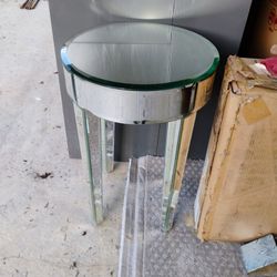 Glass Mirror End Table