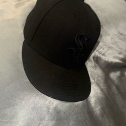 7 1/8 All Black White Sox Fitted Hat 