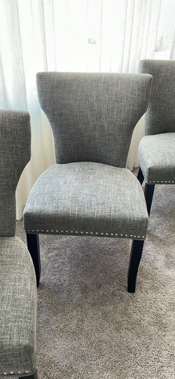 Grey Upholstered Dining Chairs (Set of 4)