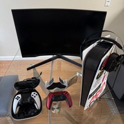 Ps5, Samsung Monitor, Headset, 2 Controllers