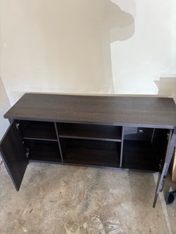 Dark Brown TV Stand with Cabinet Storage