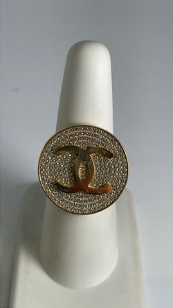 14k Logo ring with CZ in the front