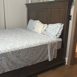 Bed Frame And Back Board Brown Wood 