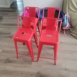 Lot Of  Red Metal Stools