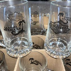 Set of 12 New Heavy glass beer steins Boulevard Brewing La Costa Mexicana logos