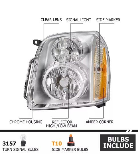 07-14 GMC Yukon Headlight Assembly (Left, Right
