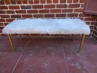 White Faux Fur Bench