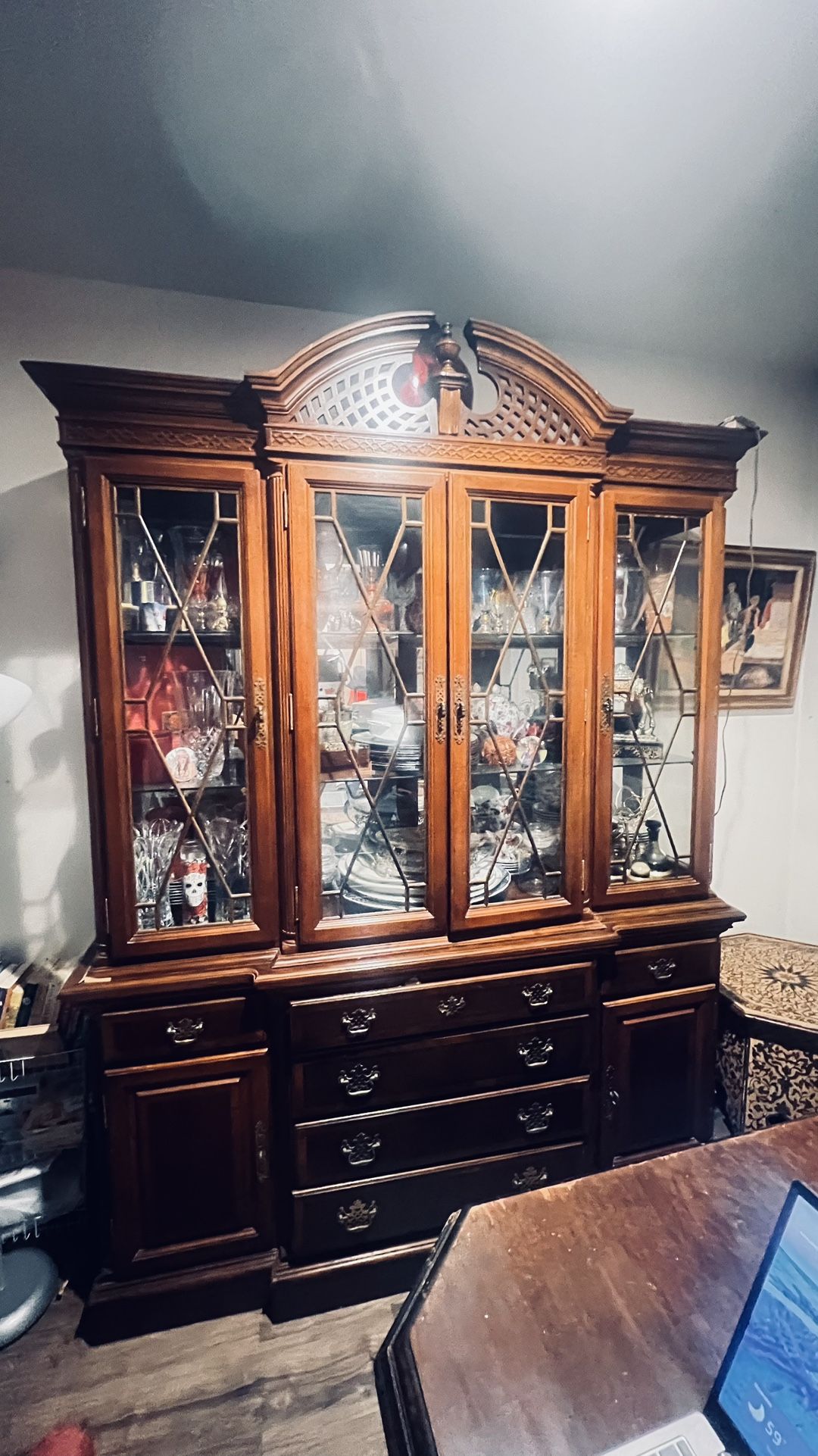 Mahogany Chippendale Antique China Cabinet
