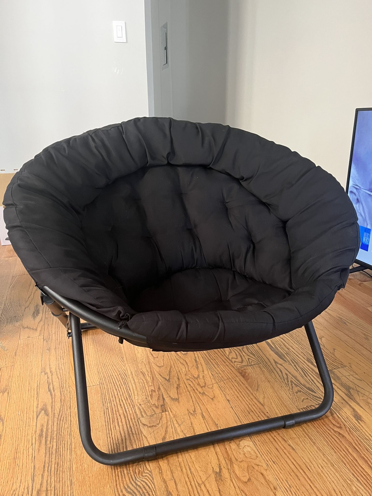 Oversized Moon Chair Seat Stool Home Living Room Black Saucer Soft Folding Sofa