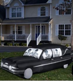 Self Inflatable Hearse With Skeletons 