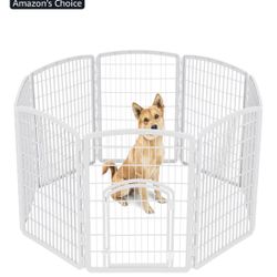 IRIS USA 34" Exercise 8-Panel Pet Playpen with Door, Dog Playpen, Puppy Playpen, Small Medium Large Dogs, Keep Pets Secure, Easy Assemble, Rust-Free, 