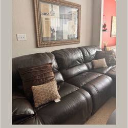 Leather L Shape Sofa Brown