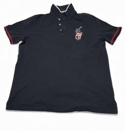 Polo Ralph Lauren Logo Men’s Polo Shirt Cotton Navy Red White Trim 