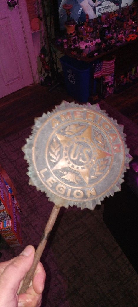 Original American Legion Bronze Stick In Ground Collector Piece With Arrow âž¡ Ground Tamper Built In
