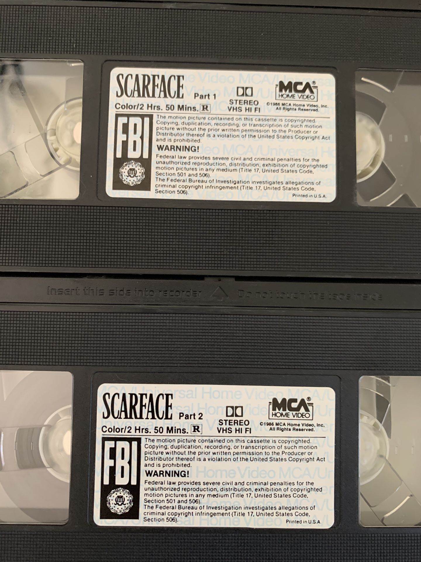 Scarface Box Set VHS Part 1 & 2