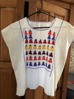 Embroidered Mexican Blouse Huipil Top