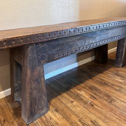 Distressed rustic hand Carved Buffett Table