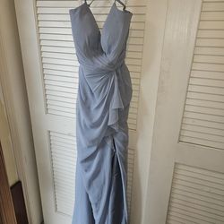 NWT Azazie Aribella Bridesmaid Dress Size 8 Unaltered Dusty Blue