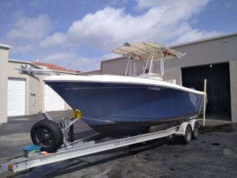 Center Console Fishing Boat with T-Top and Trailer
