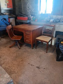 Antique Desk And Chairs