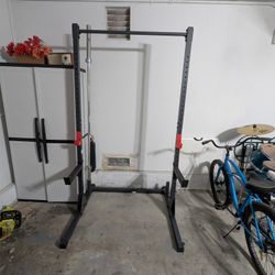 Squat Rack Power Rack + Barbell + Safety Catches 