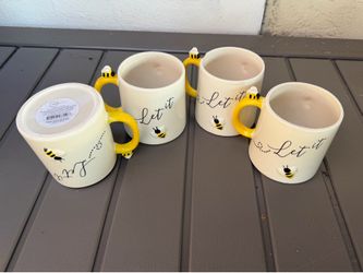 Mainstays ‘Let It Bee’ Ceramic Bee Sculpted Handle Mug Set – Spring Farmhouse Décor