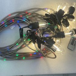 STRING LIGHTS - 48ft Outdoor String Light with 15 Shatterproof LED Bulbs - Color Changing Light Emitting Wire