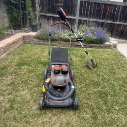Battery Powered Lawn Mower And Trimmer 