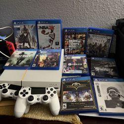 PlayStation 4 PS4 With 2 Controllers 10 Games
