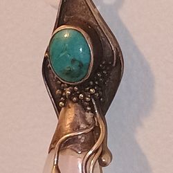 Crystal Necklace Pendant Turquoise Silver