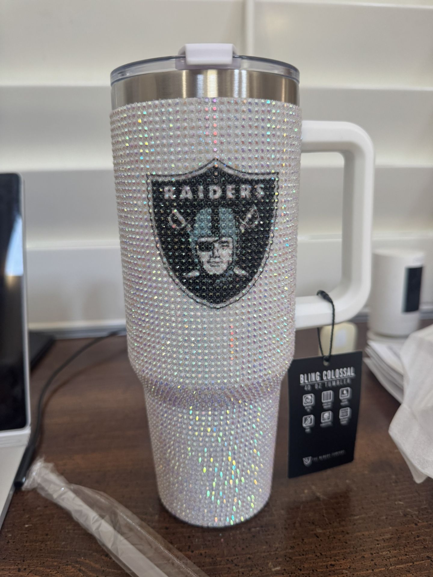 40 oz NFL Bling Tumbler-Raiders