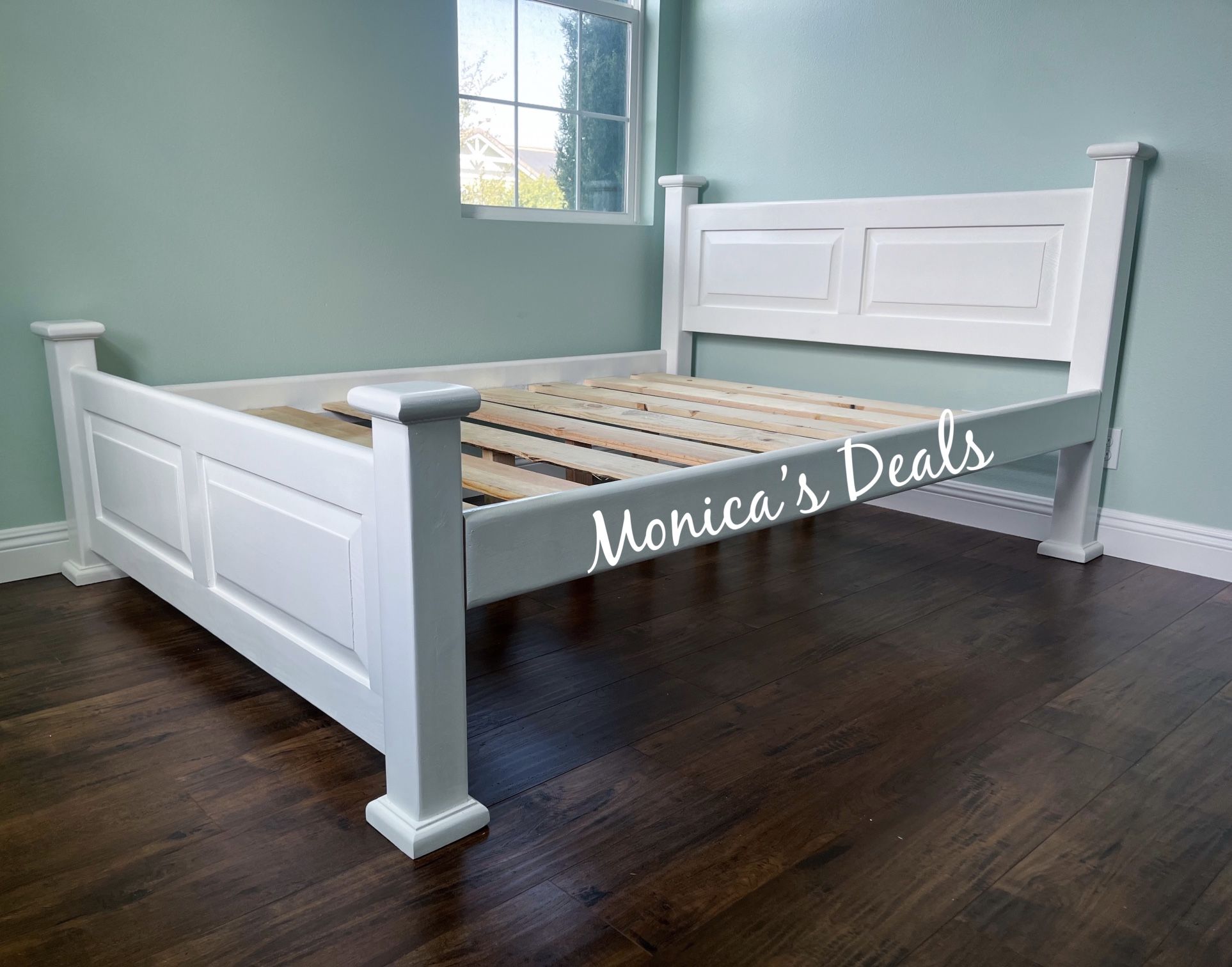 Queen Solid Wood Bed Frame With Slats $400