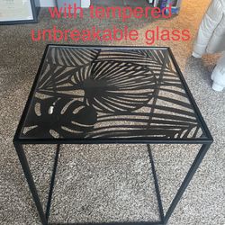 End Table Light Weight With Tempered Glass 