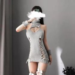 Women's Lingerie Sleeveless Knit Bandage Anime One-piece Sweater Vest Top