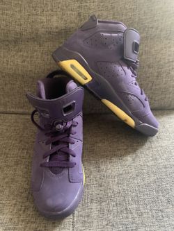 Girl's Kid Air Jordan 6 Retro GG 'Purple Dynasty' Youth Sneakers size 8Y