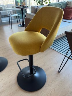 Set of 4 Modern Adjustable Swivel Bar Stools – Mercury Row “Bridgette” – Mustard Yellow