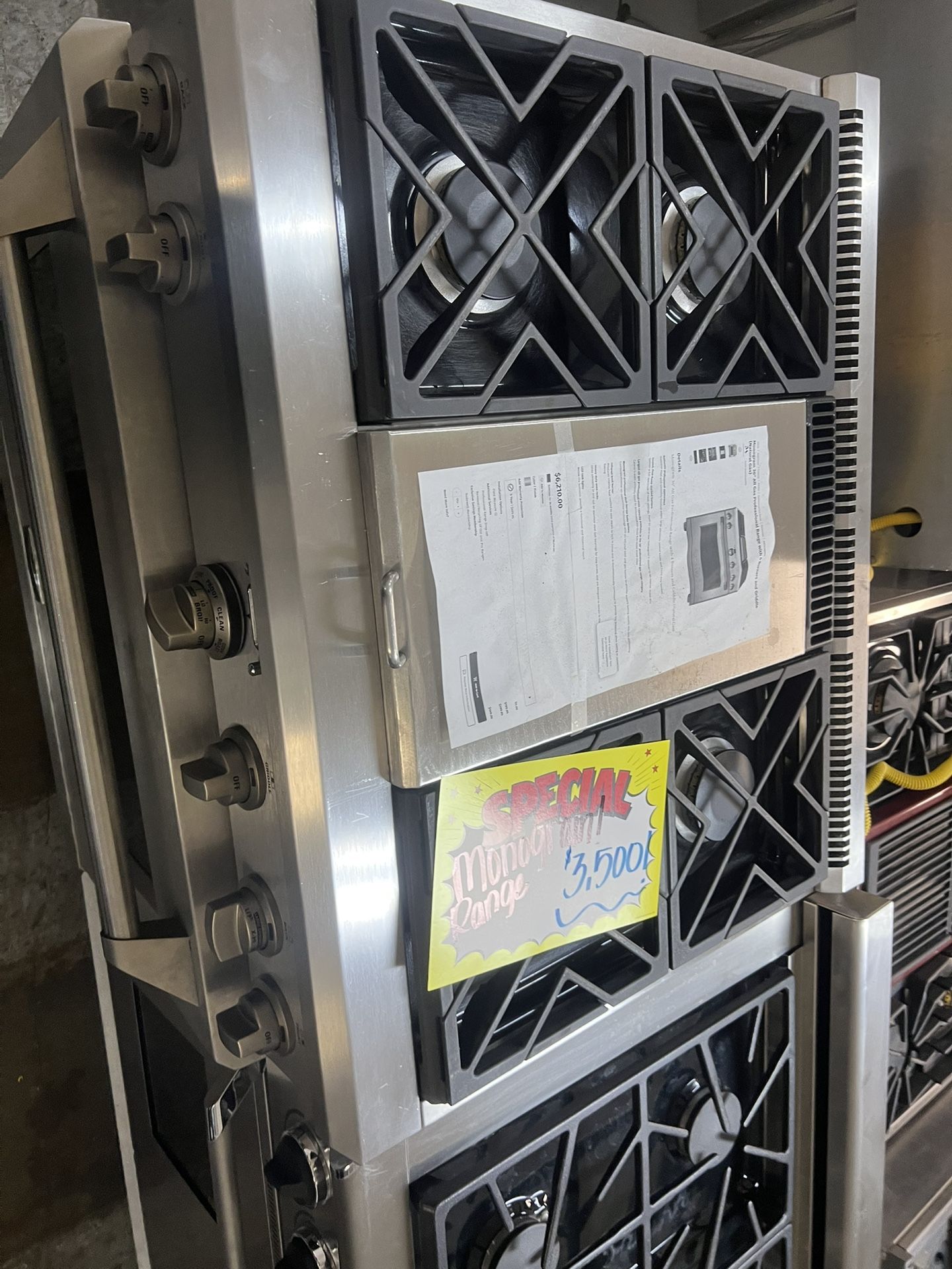 Ge Monogram Dual Fuel Gas Range 36”