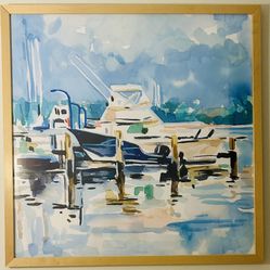 Large Painting Print In Wood Frame