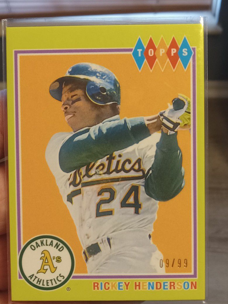 2022 Topps Brooklyn Collection Rickey Henderson Green Parallel Serial Numbered 09/99