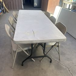 Rectangle Table 6’ and 6 Metal Chairs