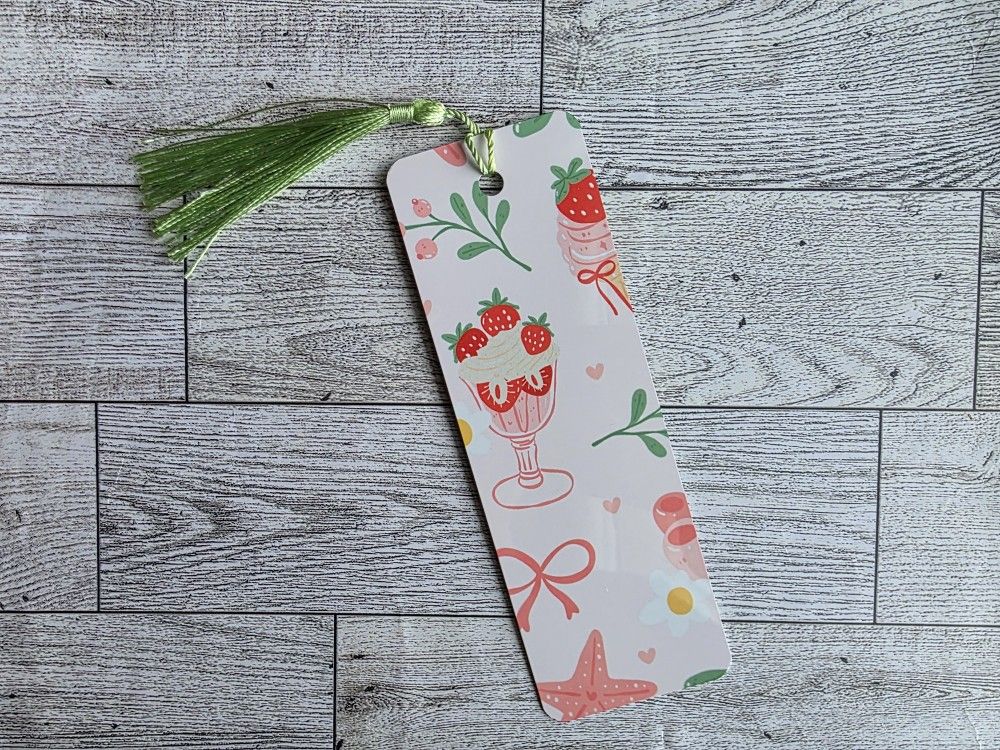 Handmade Strawberry Sundae Metal Bookmark β Dessert Lover Gift β Shipping Only ππ
