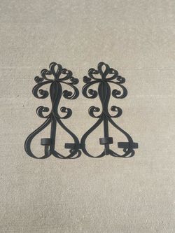 Pair of Black Wrought Iron Wall Sconces (18x18”)