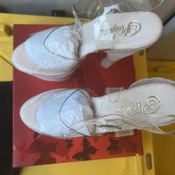 NEW Stripper Heels Size 9 Clear/White w/box