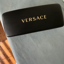 Versace Hard Sunglass/Eyeglass Case With Black/Gold Embossed Lettering And Fleece Lining 