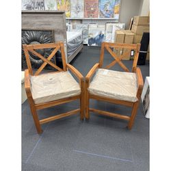 Acacia Wood X Back Outdoor Patio Chairs with Cushions, Set