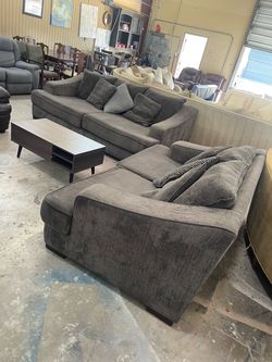 Gray Fabric Sofa and Loveseat Set