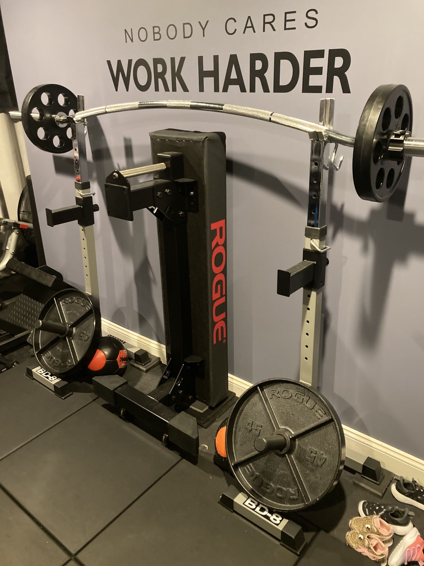 Pair Of Squat Stands And A 7’ Olympic Barbell