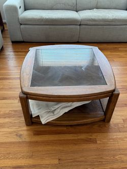 Wood and Glass Top Coffee Table
